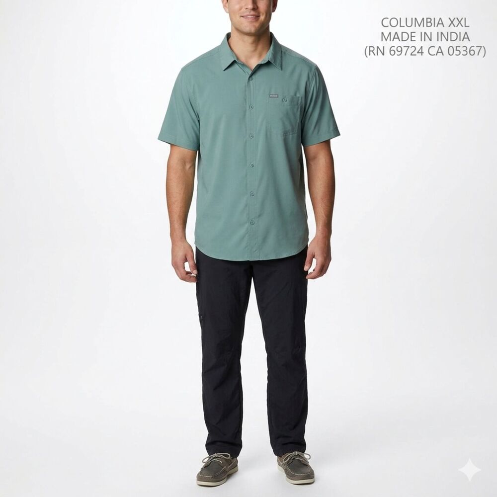 Columbia PFG Model RN 69724 Shirt - Men's XXL - Green - Moisture Wicking
